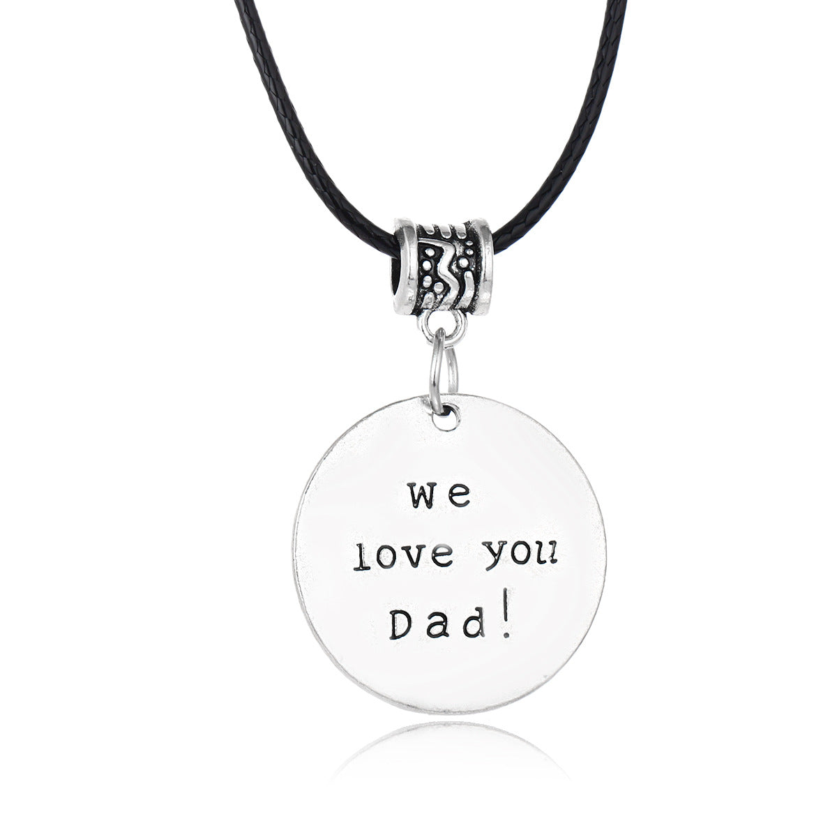 Wholesale Gothic Home Warmth Series English Engraved Pendant Leather Rope Necklace